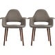 preview thumbnail 42 of 56, Set of 2 Organic Upholstered Fabric Modern Armchairs with Dark Walnut Brown Wooden Legs for Dining Room Office or Accent Chair Charcoal