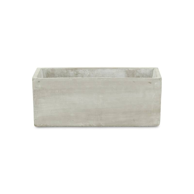 HomeRoots 9" Light Gray Rustic Cement Indoor Outdoor Rectangular Pot Planter