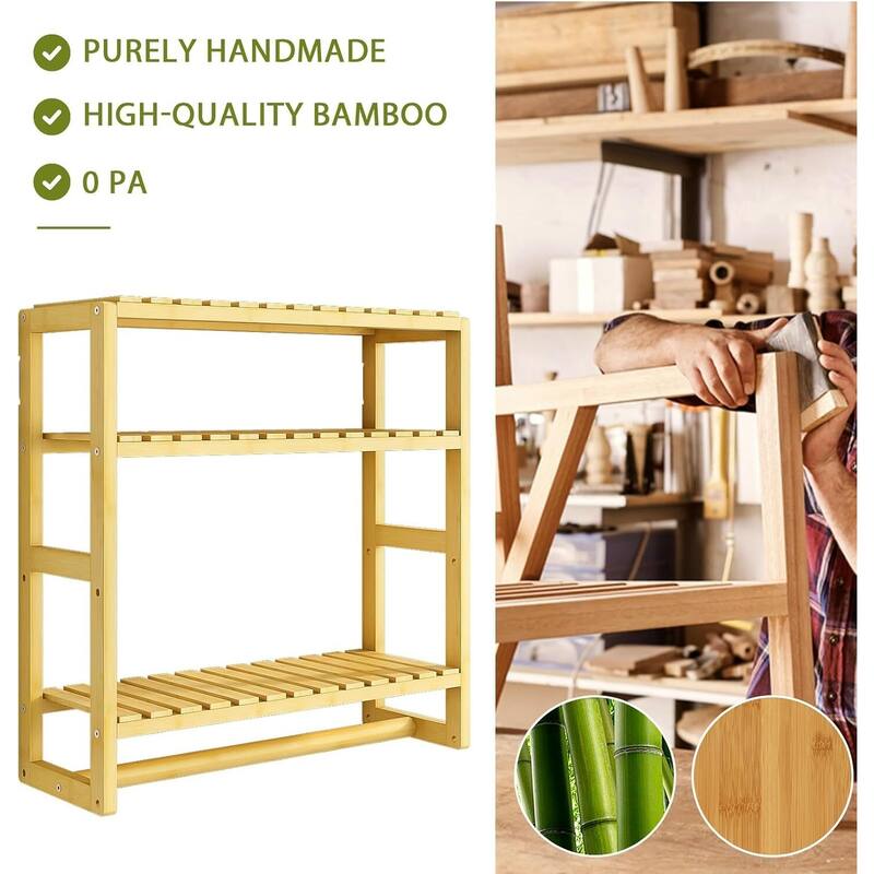 Bamboo Floating Shelves Bathroom Storage 3-Tier