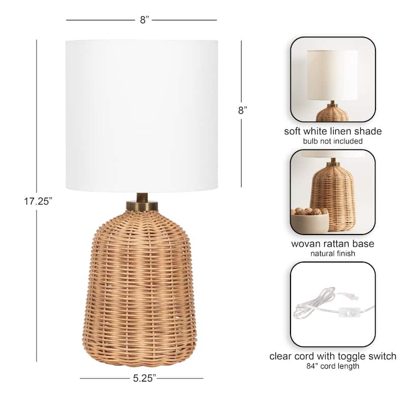 Kate and Laurel Wylla Rattan Table Lamp - 8x8x18