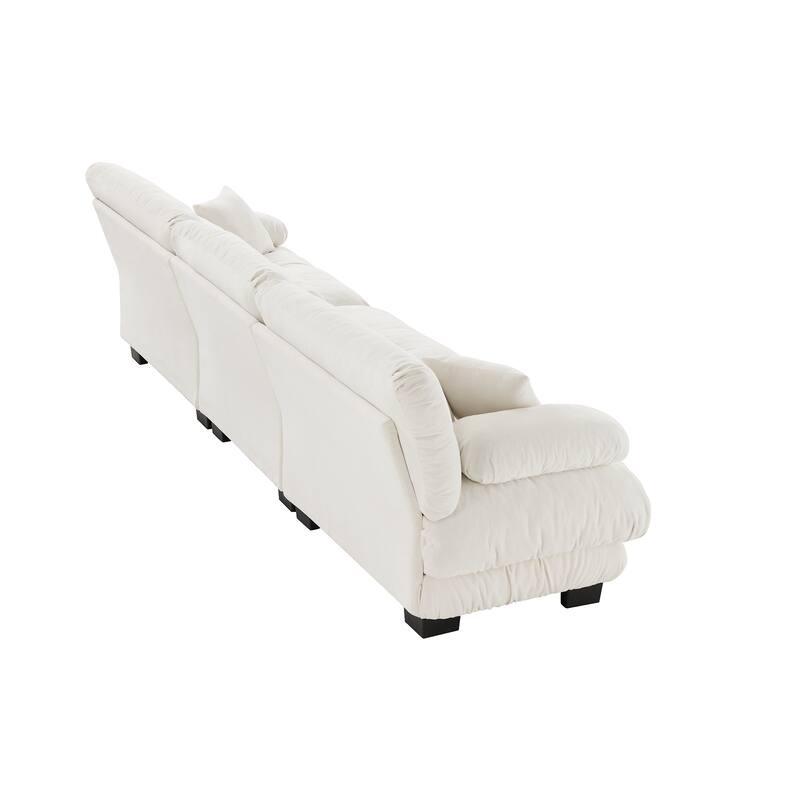 Roomfitters 3-Seater Modular Chenille Sofa, Deep Seat Cloud Couch with Round Bolster Armrests