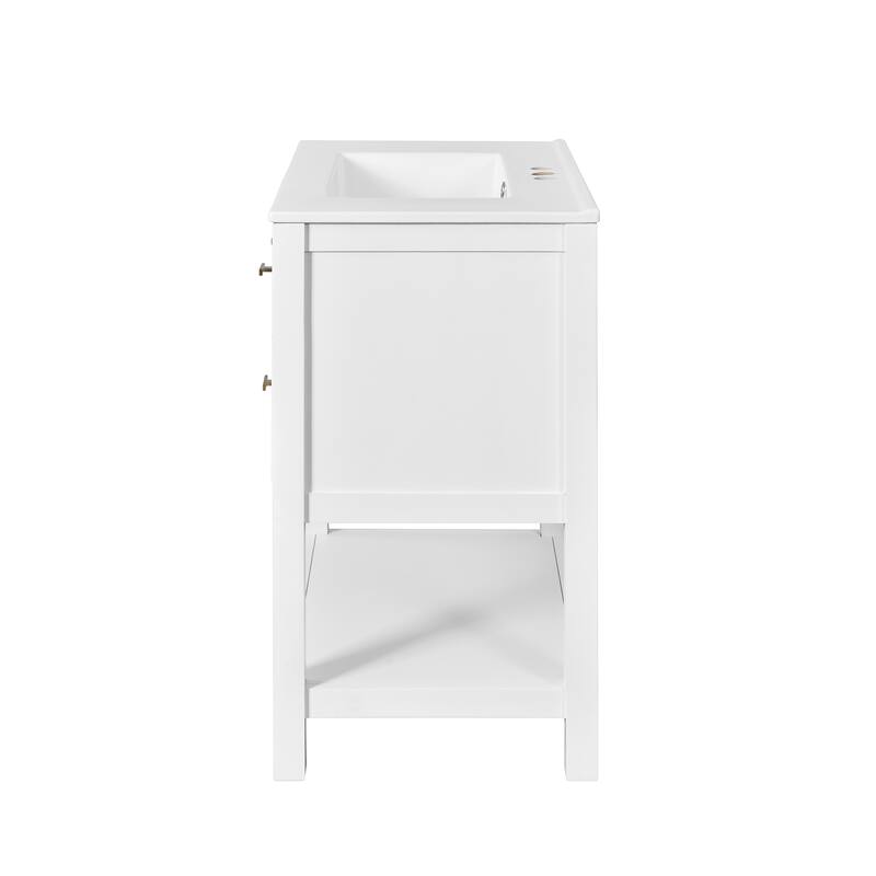30 in. W x 18 in. D x 34 in. H Single Sink Freestanding Bath Vanity with White Sink Top - 30'' x 18'' x 34''