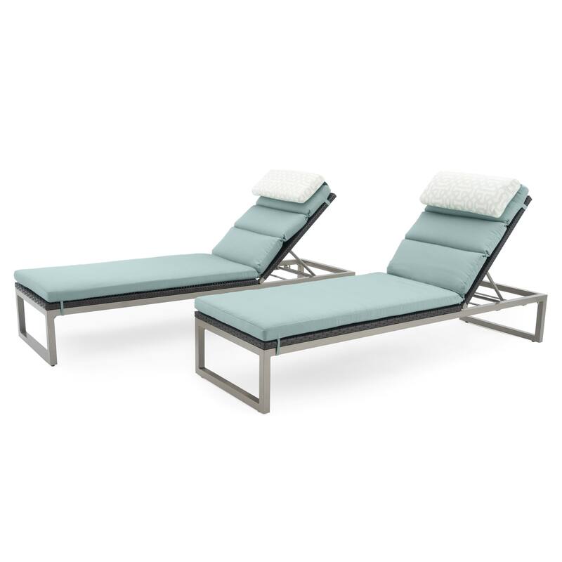 Milo 2 Piece Sunbrella Outdoor Patio Espresso Chaise Lounges