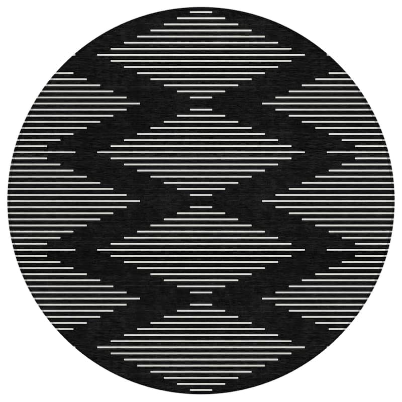 Machine Washable Indoor/ Outdoor Modern Stripe Chantille Rug
