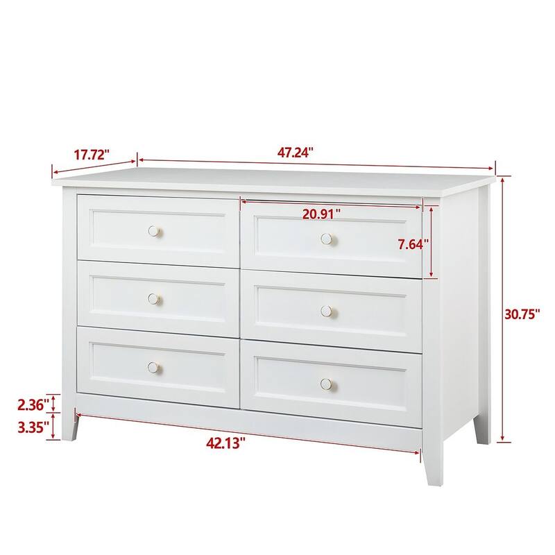 Modern Solid Wood Drawer Dresser with Retro Round Handles