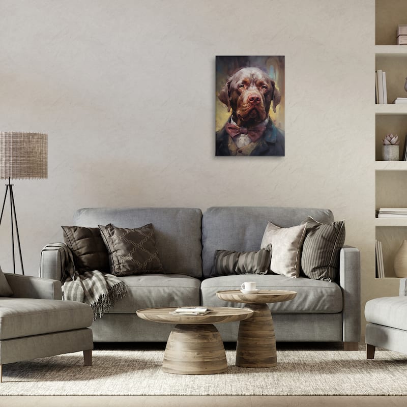 Stupell Dog in Timeless Suit Fashion Canvas Wall Art Design By Wumples