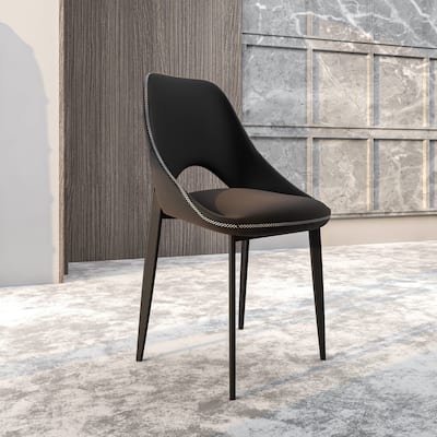 Amalfi Mid-Century Modern Upholstered Dining Chair - Open Back Side Chair with Metal Legs for Kitchen, Dining Room & Living Room
