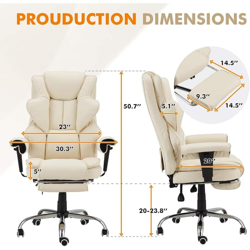 Massage Office Chair with Heat, Ergonomic Reclining Desk Chair with Footrest, Lumbar Support, Adjustable Arms