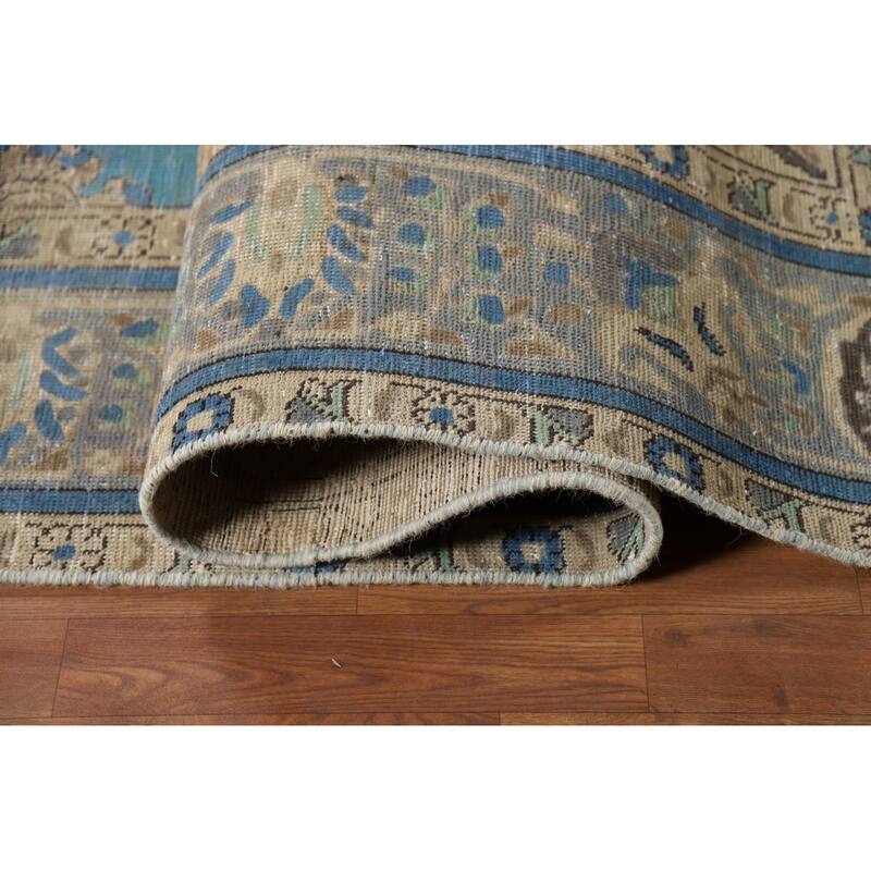 Blue Geometric Tabriz Persian Area Rug Oriental Handmade Wool Carpet - 8'5"x 10'11"