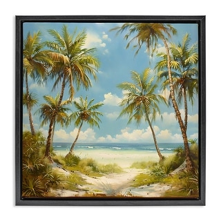 Stupell Scenic Tropical Paradise Framed Floater Canvas Wall Art Design ...
