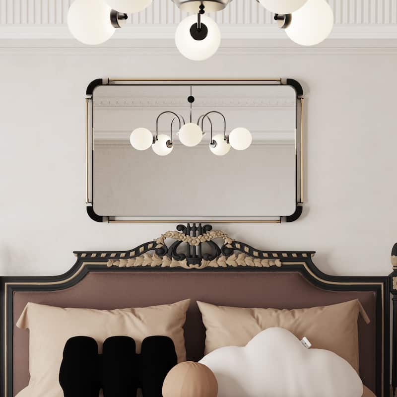 Rustic Wall Art Mounted Mirror with Iron Pipe Accent Mirror
