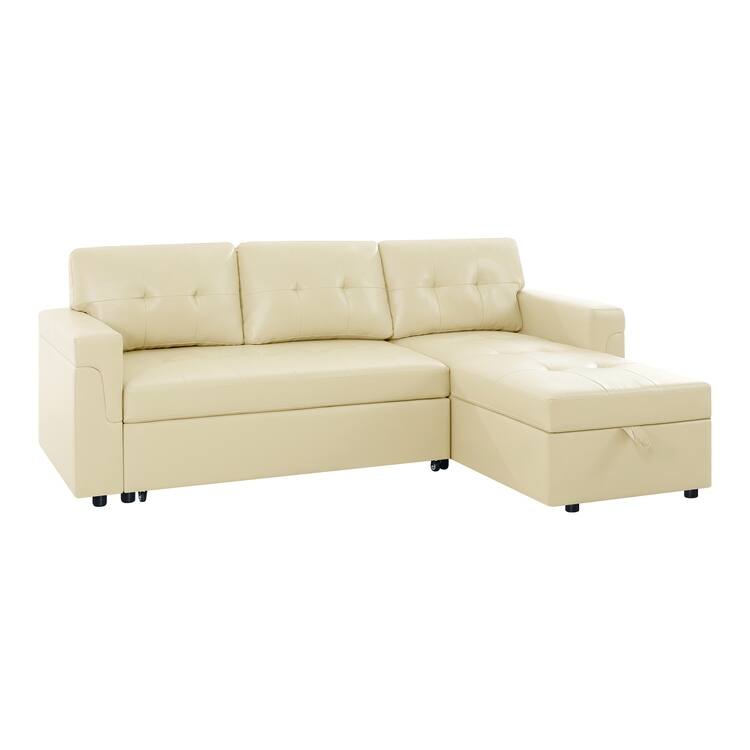 Perry Modern Reversible Sleeper Sectional Sofa with Storage Chaise, Pullout Sleeper Sofa Couch Bed for Living Room