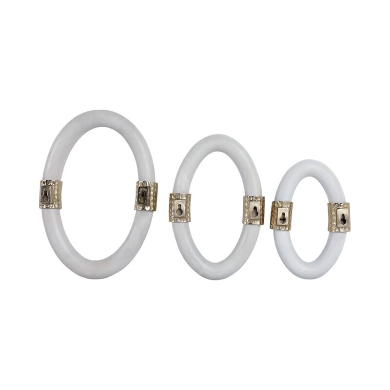 Metal Wall Hangings Decorative Rings (Set of 3) - 14/12/10" White