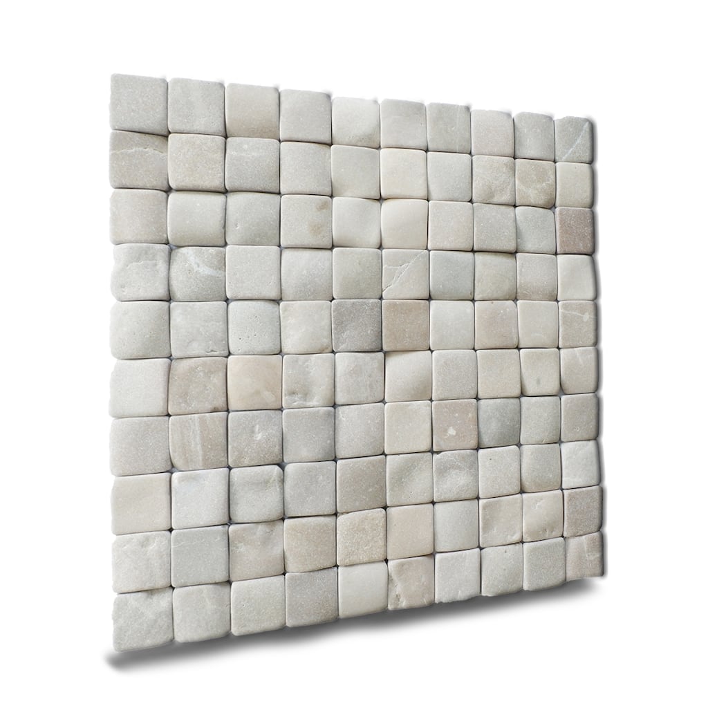 Molar 3 Tan Pebble Mosaic Tiles for Backsplash Kitchen and Bathroom Wall (12" X 12") 5 tiles per case - Case (5 Tiles)