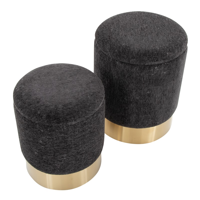Silver Orchid Corday Contemporary Nesting Ottoman Set