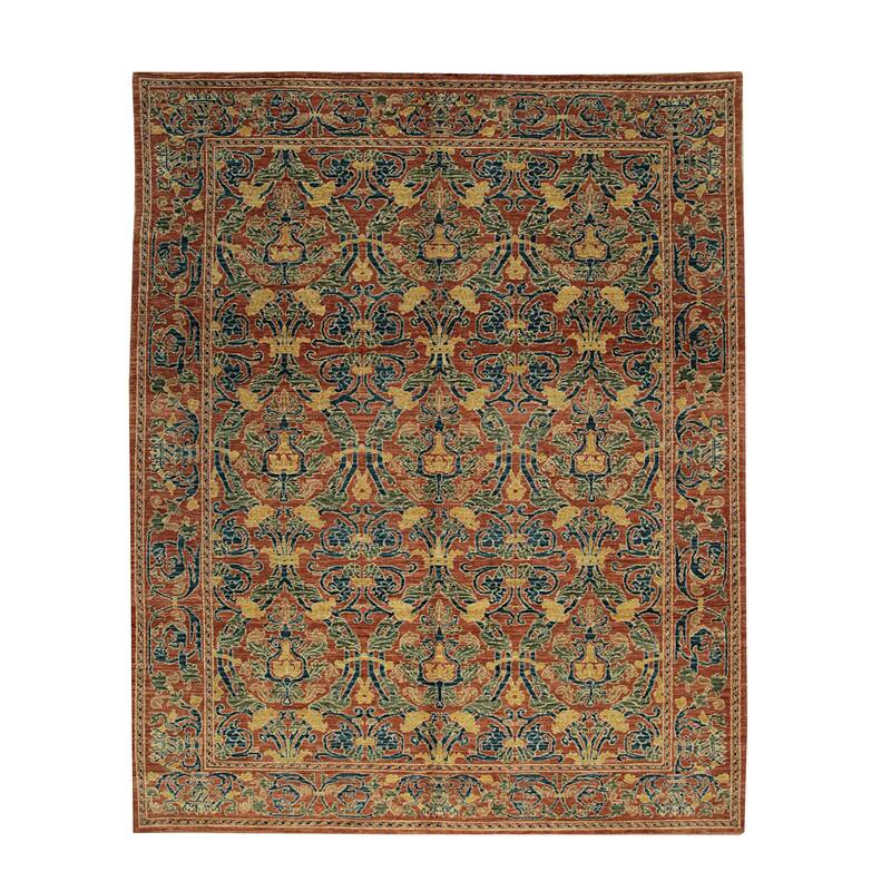 Red transitional Spanish Style Rug, Beautiful Spanish Area Rug On
