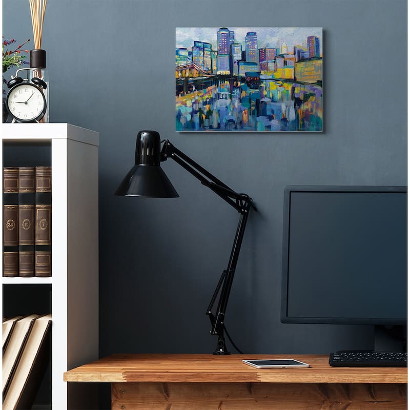 Stupell Boston Harbor Abstract Cityscape Painting Canvas Wall Art Design By Jeanette Vertentes