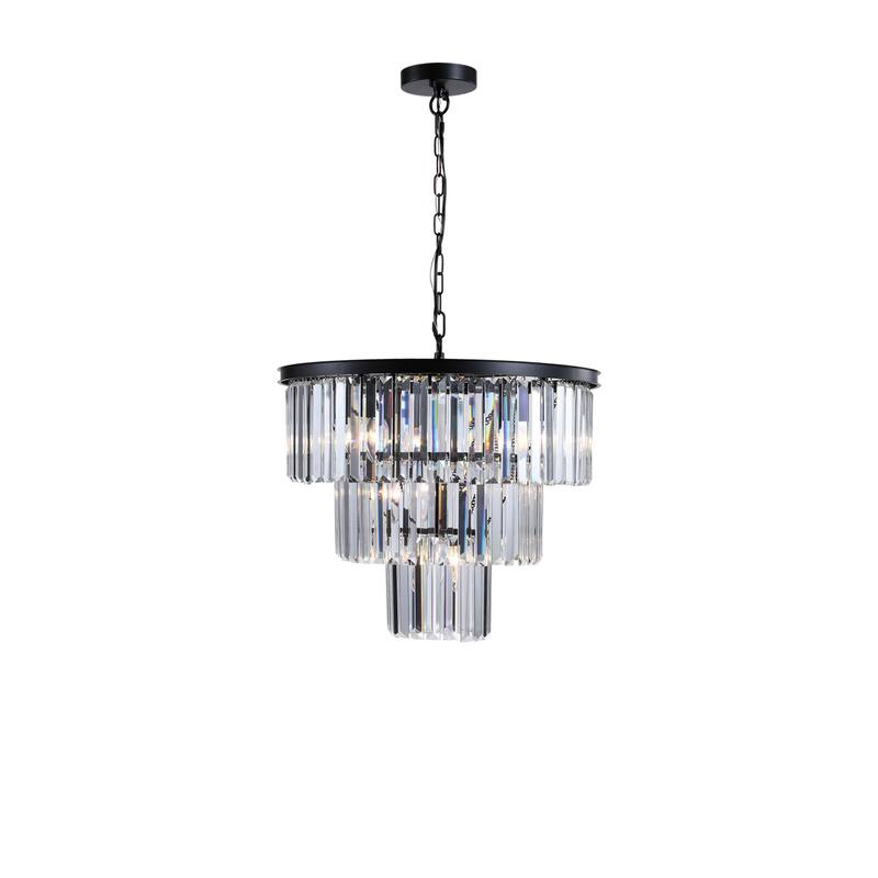 11-Light, Black Luxury Crystal Chandelier - black