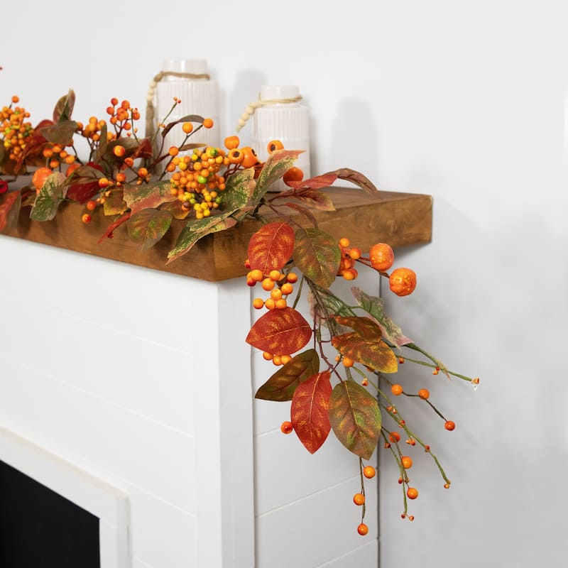 Pumpkins and Berries Artificial Fall Harvest Garland - 5' x 10" - Unlit - 5' x 10"