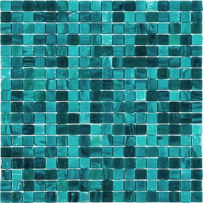 Apollo tile 12" x 12" Skosh Glossy Cerulean Green Glass Tile (18.69 sq ft/case) - 20 Pack