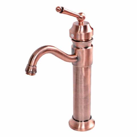 Antique Copper Bathroom Faucet 11.75" H Single Hole Copper Plated Luxurious Solid Brass S Style 1 Lever Handle Renovators Supply