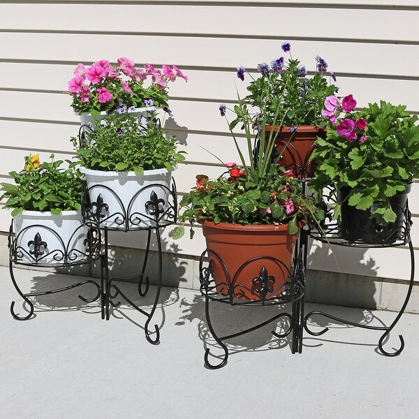 Sunnydaze Set Of 2 French Lily Design Three Tiered Plant Stand Sunnydaze Set Of 2 French Lily Design Three Tiered Plant Stand 22 Inch