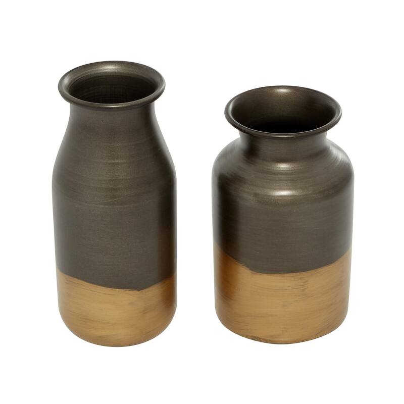 Metal Decorative Vase with Gold Accents - Set of 2 Gold - Roche River Decor