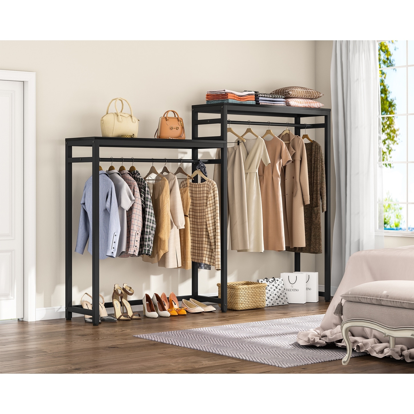 https://ak1.ostkcdn.com/images/products/is/images/direct/8539e155c537d62c98ba58d78616ccb1d594a90b/Tribesigns-Free-Standing-Closet-Organizer%2C-Clothes-Garment-Racks-with-Storage-Shelves-and-Double-Hanging-Rod.jpg