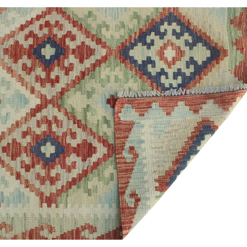 Sun Faded Flatweave Wajahat Red/Ivory Runner - 2'7" x 6'4"