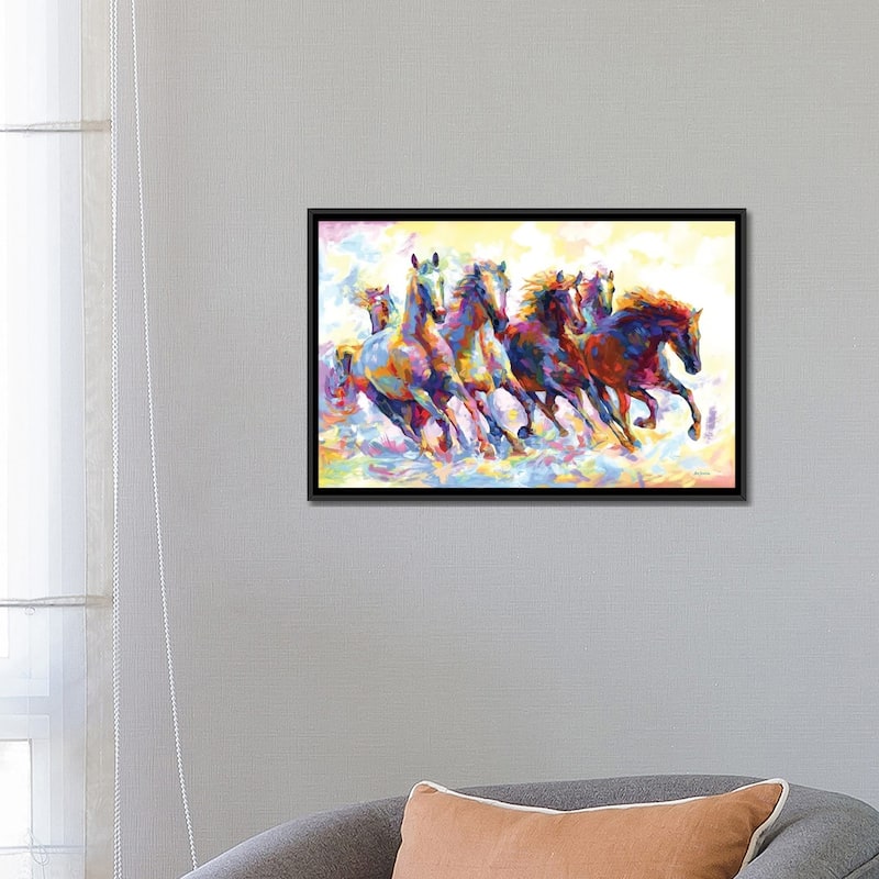 iCanvas "Wild Horses Running" by Leon Devenice Framed Canvas Print