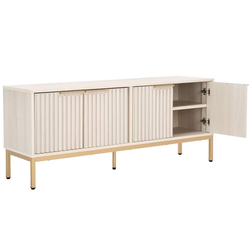 SAFAVIEH Lylia 4-Door Entertainment Media Stand (Fits up to 65" Flatscreen TV) - 60.8 in. x 17.7 in. x 24.6 in.