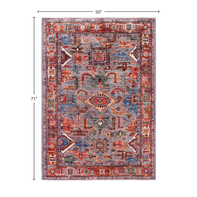 Serapi One-of-a-Kind Hand-Knotted Area Rug - Gray - 4' 2" x 5' 11"