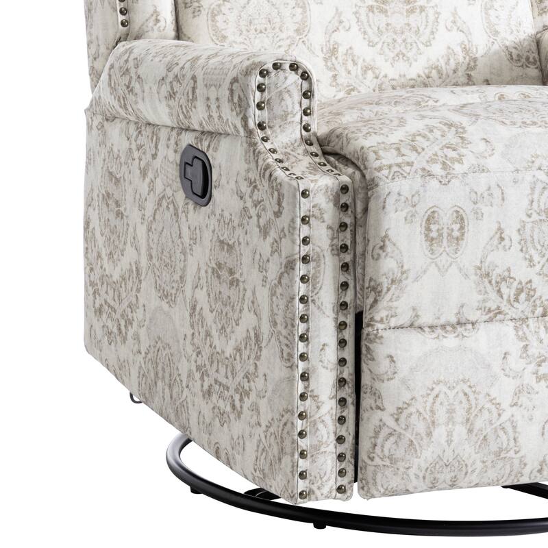 Floral Linen Manual Recliner Chair with Footrest set of 2