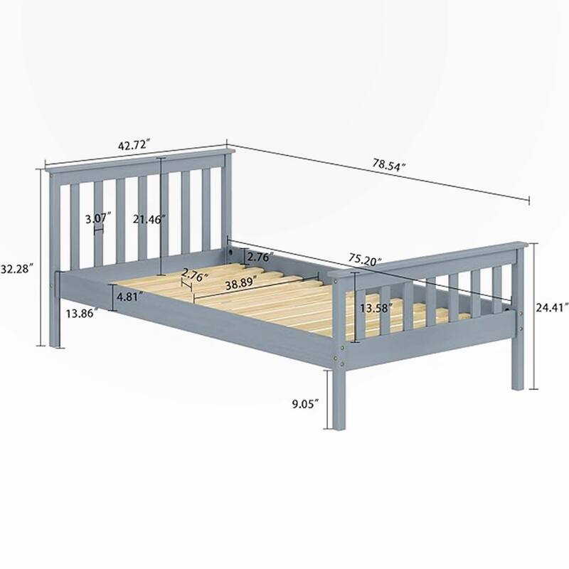 Twin Wooden Platform Bed with Corner