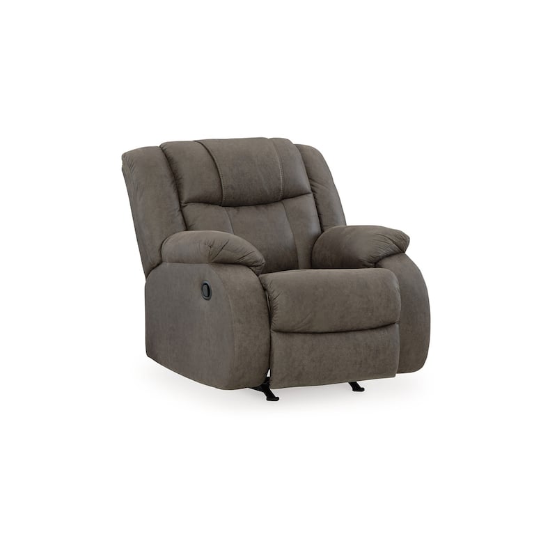 Perth Manual Rocker Recliner Chair, Soft Foam Slate Gray Faux Leather