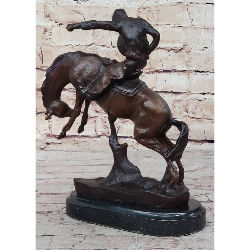 Bronco Twister Frederic Remington Cowboy Bronze Statue Sculpture Western 10 Inches X 10 Inches