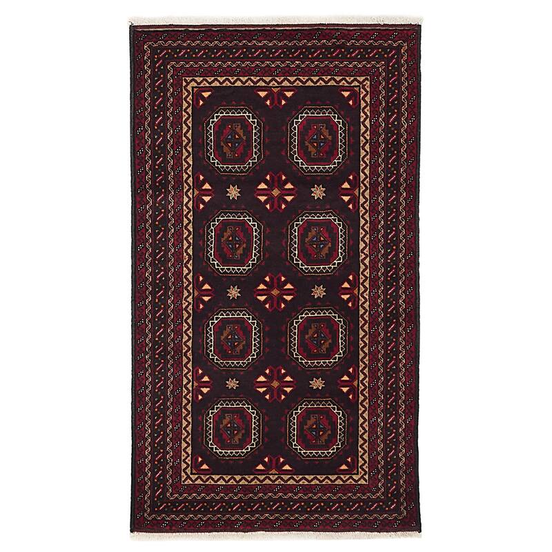 ECARPETGALLERY Hand-knotted Teimani Dark Burgundy Wool Rug - 3'3 x 5'10