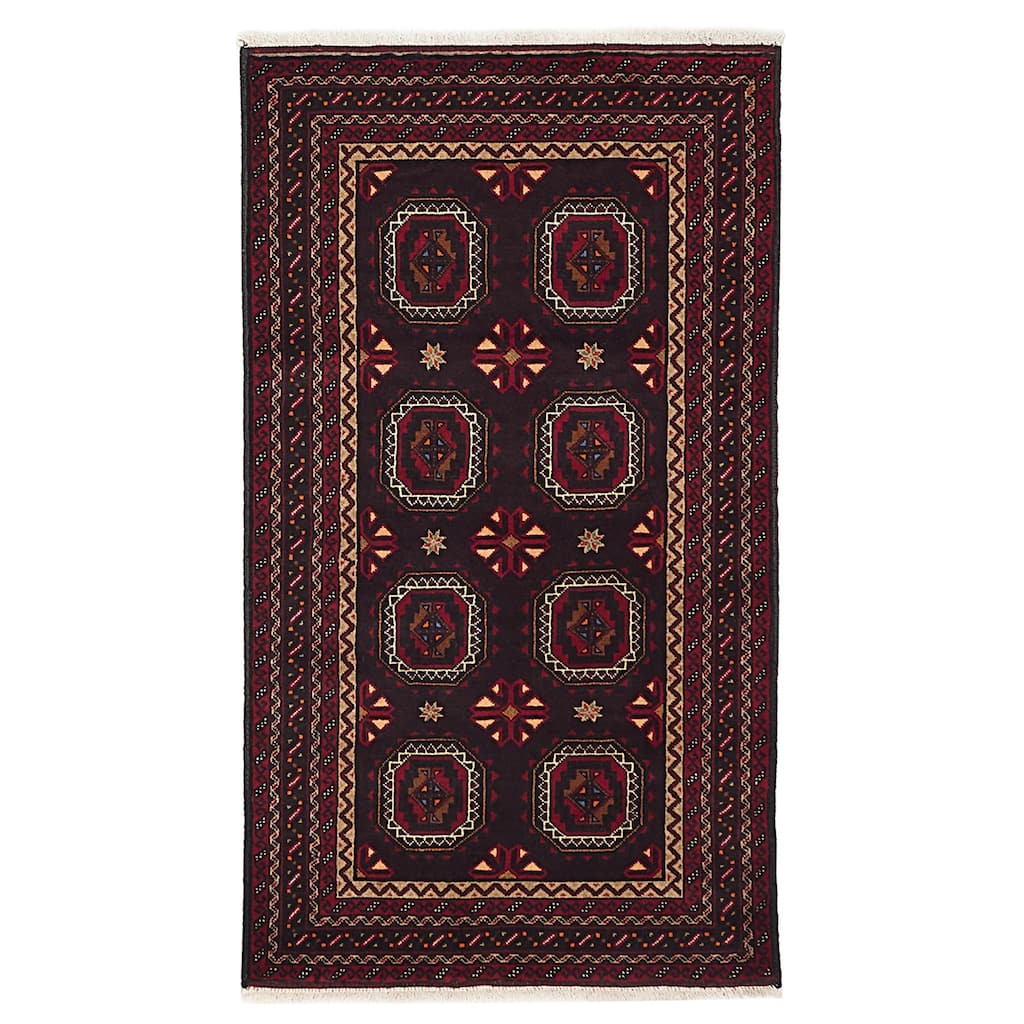 ECARPETGALLERY Hand-knotted Teimani Dark Burgundy Wool Rug - 3'3 x 5'10