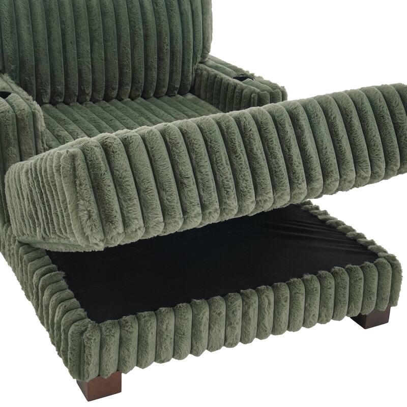 42"W Upholstered Chaise Lounge Sofa Bed with Pillow and Cup Holder