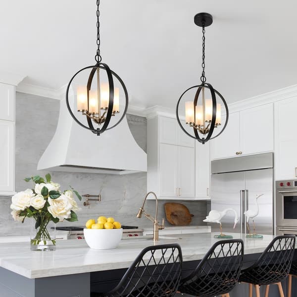 Transitional 4light Candle Chandelier Globe Pendant Lights with