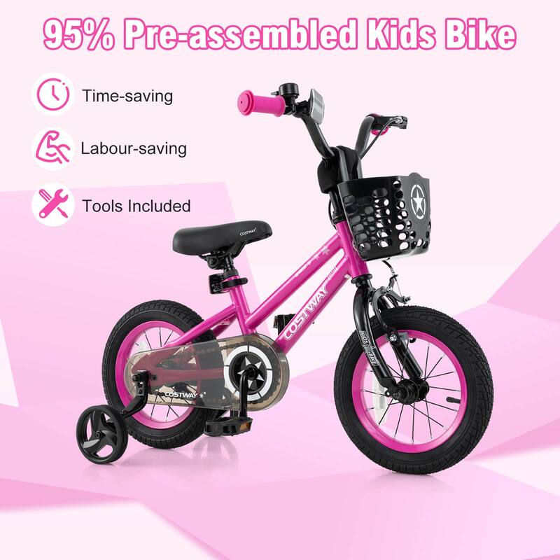 Costway 12"/14"/16"/18" Kid’s Bike with Training Wheels Adjustable - See Details