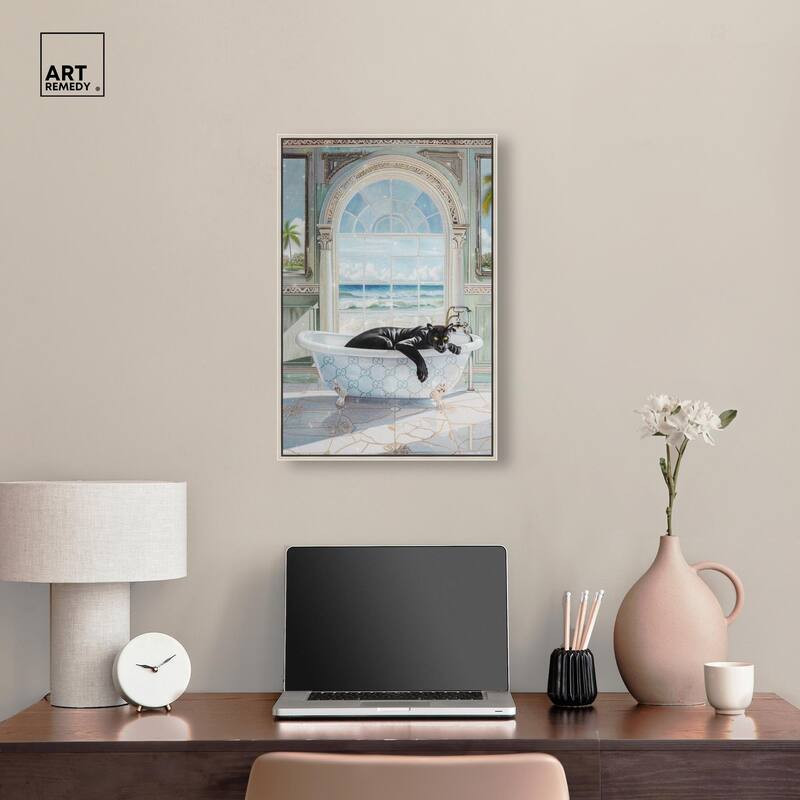 Panther Arch Bathroom Glam Canvas by Art Remedy