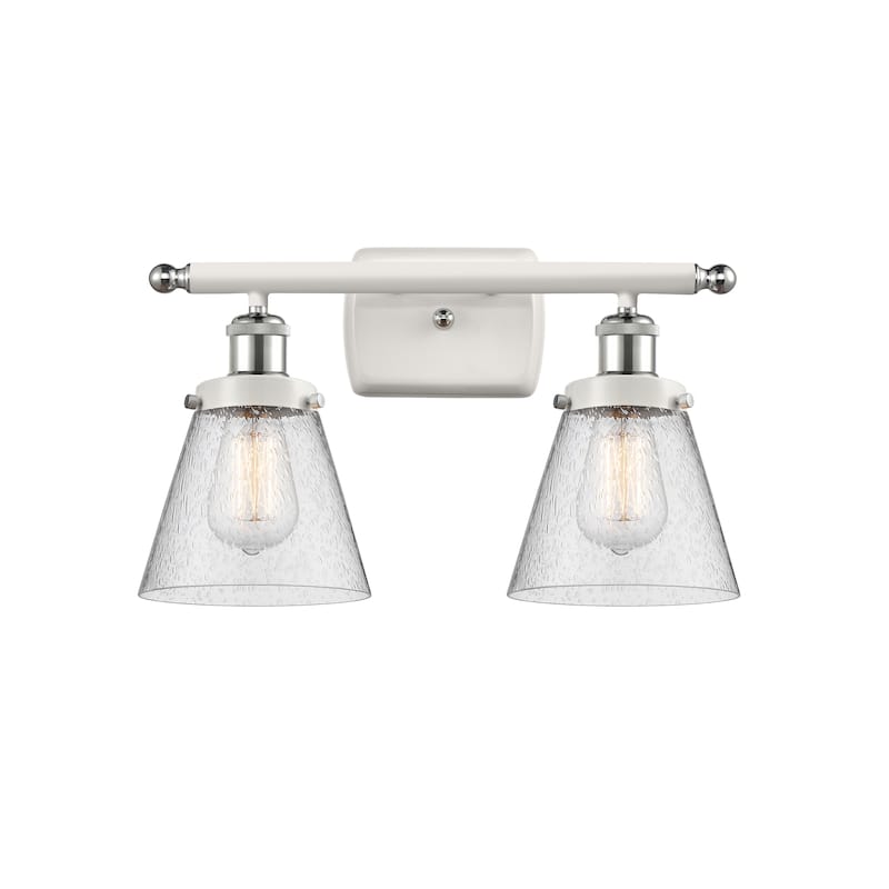 Innovations Lighting Ballston Urban Cone - 2 Light 16" Bath Vanity Light - White and Polished Chrome/Seedy
