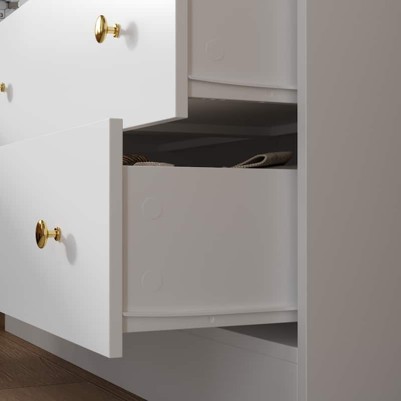 White Dresser with 4 Drawers & 1 Cabinet Double Dresser Changing Table