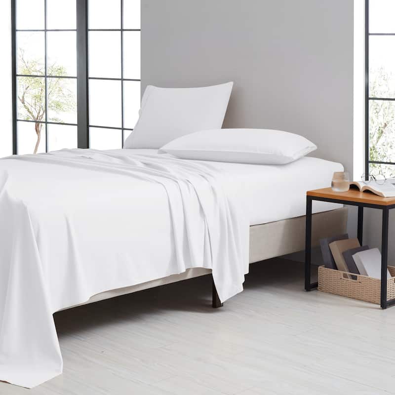 Rayon 4 Piece Luxury Solid Sheet Set - Queen - White