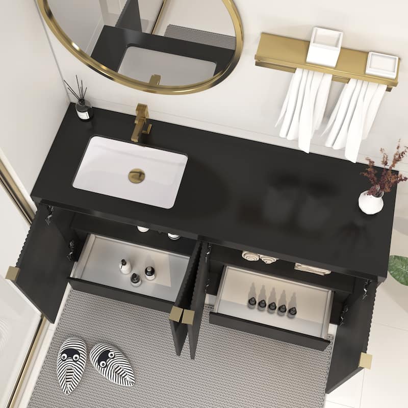 Milano 60" Freestanding Bathroom Vanity with Left Black Acrylic Sink
