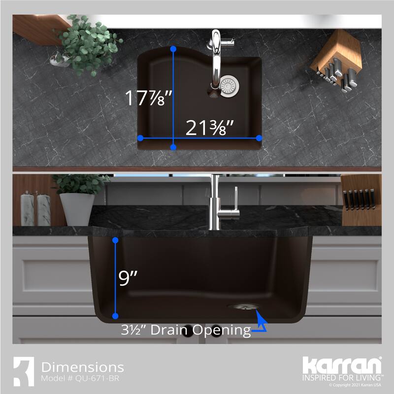 Karran Undermount Quartz 24 in. Single Bowl Kitchen Sink Kit