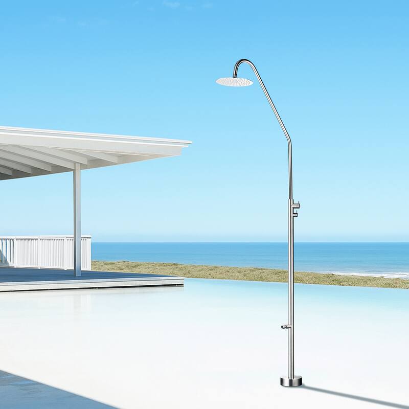 91"H 316 Stainless Steel Freestanding Outdoor Shower with Foot Wash Spout