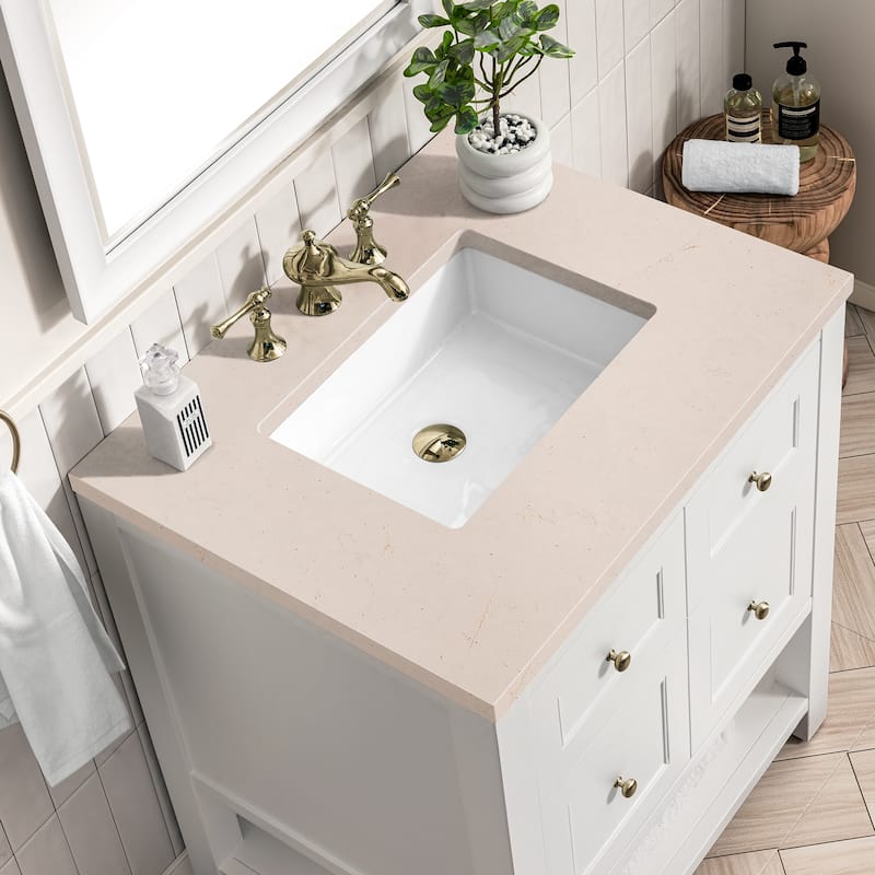 James Martin Vanities Breckenridge 30" Single Vanity, Bright White - Eternal Marfil Quartz