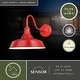 preview thumbnail 2 of 7, VAXCEL Dorado 1-Light Red and White Dusk to Dawn Sensor Farmhouse Outdoor Wall Sconce, Gooseneck Steel Shade, Dark Sky Compliant